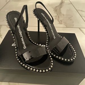 Alexander Wang 105MM Nova Studded Patent Slingback Sandals